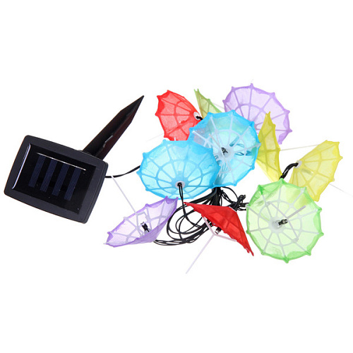 Гирлянда для улицы Яркий зонтик 38 м 10 ламп LED (87 см) чёрнпров, 2 реж,IP-54, Белый (солнечная батарея)_6