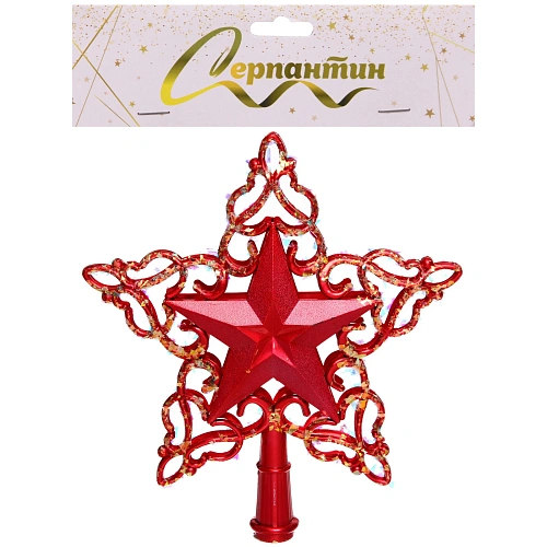 Звезда на ёлку Снежная звезда 20 см, Красный_6