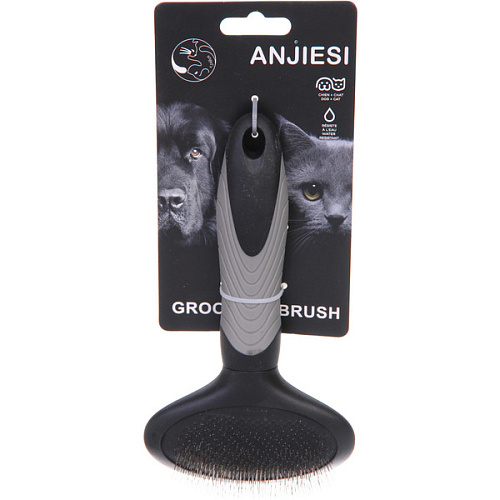 Расческа - пуходёрка для животных ПРЕМИУМ - МОЙ БРО, прорезиненная ручка, цвет серыйчерный, 108185см _3