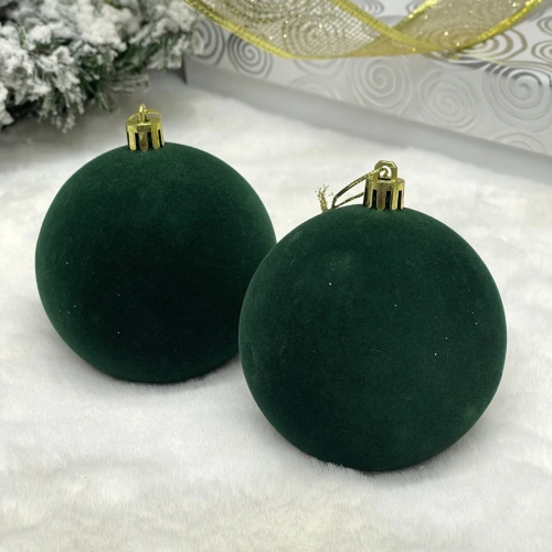 Набор шаров VELOUR "Нежный бархат" 8 см (набор 2 шт), Изумруд