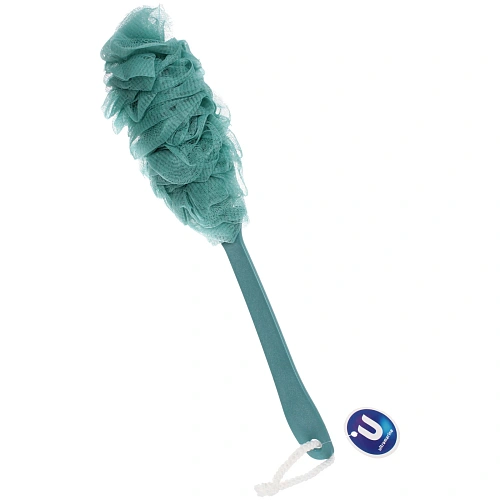 Мочалка массажная PREMIUM - PARTEGO, на пластиковой ручке, цвет бирюзовый, 367см (лейбл Ультрамарин)_4