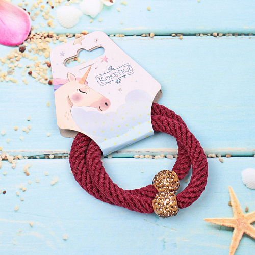 Резинки для волос 2шт MONAKO - ART, цвет бордовый, d-6см_5