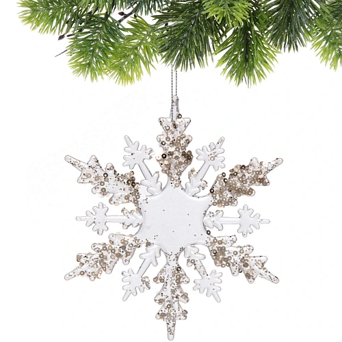 Подвеска Волшебный снегопад 13,5 см, БелыйЗолотой блеск_4