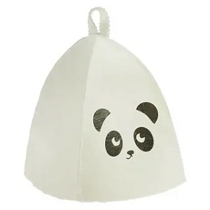 Шапка банная детская "Классическая" серая с шелкографией "Панда" (без упаковки)