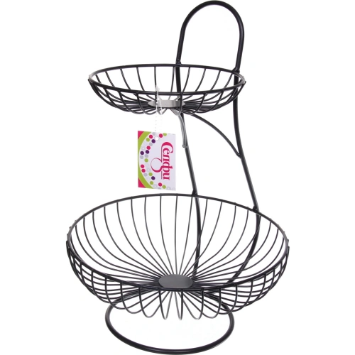 Фруктовница "Brownie" 2 яруса (16*25*36см) черная, полоски