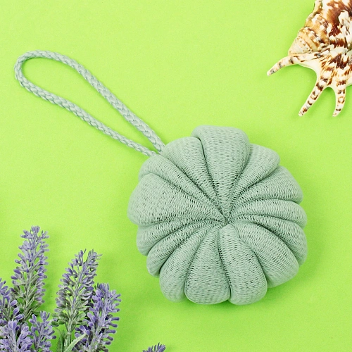 Мочалка нейлоновая Premium - Paradise, цвет зеленый, D-10см, 50гр (зип пакет)_3