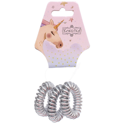 Резинки для волос силиконовые 3шт "ЕЖЕВИКА", цвет серебро, d-3,8см (Подвес Единорог)