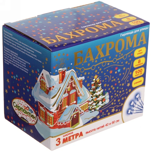 Гирлянда для улицы БАХРОМА ш3м в4060см 100 ламп LED, прозр пров, 8 реж, Синий (возможность соединения)_12