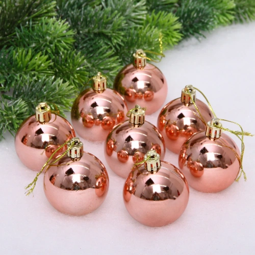 Новогодние шары 5 см (набор 24 шт) "Глянец", розовое золото