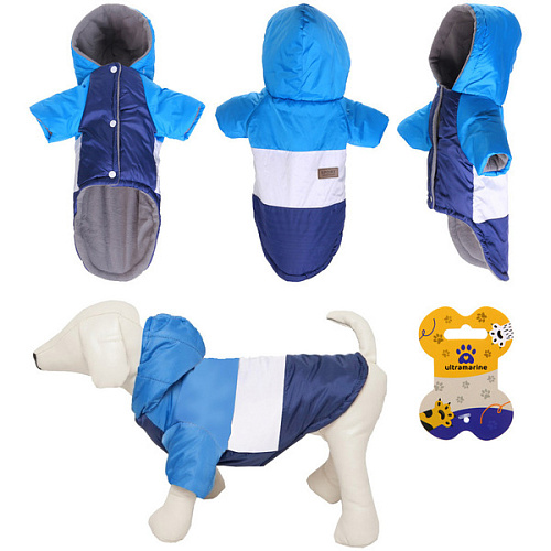 Куртка для собак мелких пород "TEPLO", на синтепоне, синий / голубой, размер М (40*21*27)