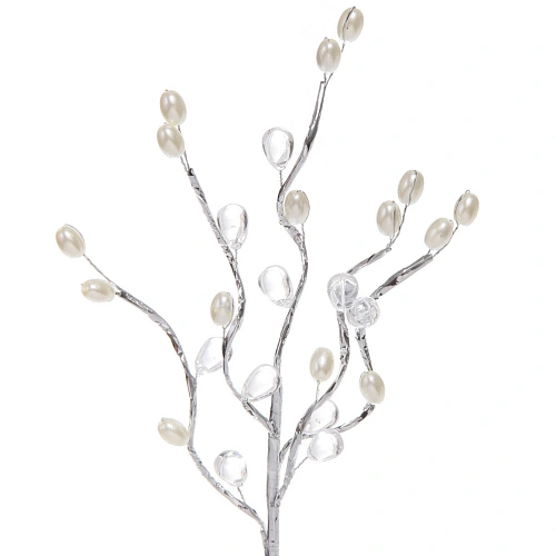 Ветка декоративная Переливы 30 см, Серебро_3