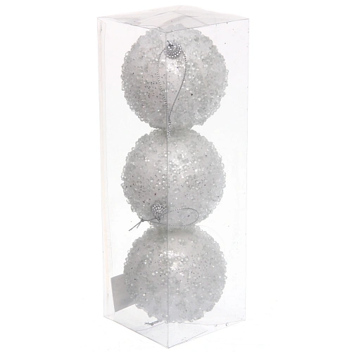 Новогодние шары GLAME - Искра 8 см (набор 3 шт), Белый_3