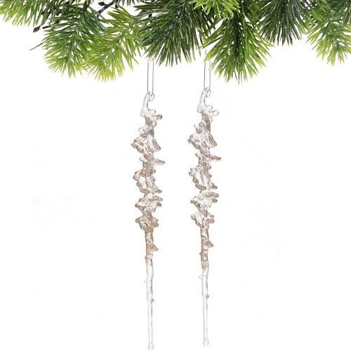 Подвеска Кристальная сосулька 26 см (набор 2 шт), Шампань_3
