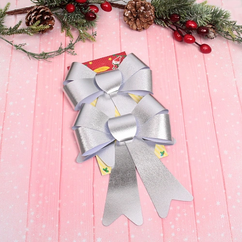 Бант на ёлку Сказочные блики (набор 2 шт), Серебро_3