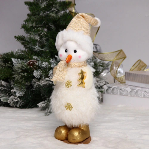Фигурка новогодняя "Счастливый снеговик" 36 см, золото