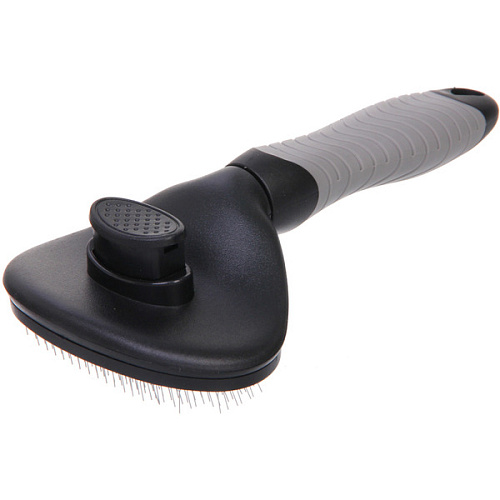 Расческа - пуходерка с кнопкой самоочистки ПРЕМИУМ - МОЙ БРО, прорезиненная ручка, цвет серыйчерный, 113195см _4