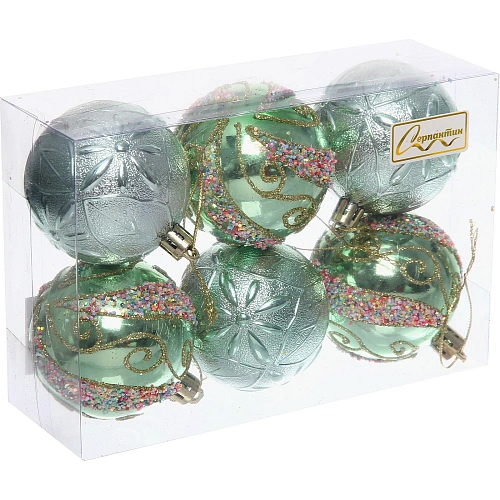 Набор шаров Шарм 6 см (в наборе 6 шт), Нежно-зеленый_2