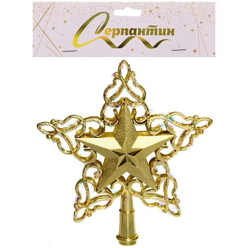 Звезда на ёлку Снежная звезда 20 см, Золото_7