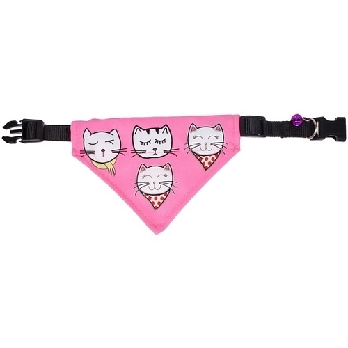 Ошейник с банданой и колокольчиком для кошек и собак мелких пород Стильный БРО, цвет розовый, рS1611см (лейбл)_4