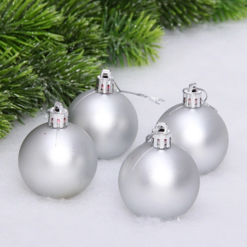 Новогодние шары 5 см (набор 4 шт) "Матовый", серебро