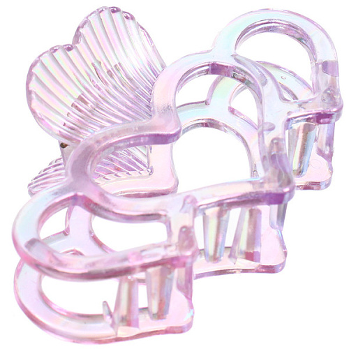 Заколка-краб для волос Мон Пион, сердечки, микс 6 цветов, 9,5см (Блистер)_10