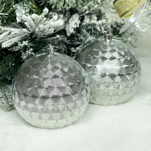 Новогодние шары 10 см (набор 2шт) "Мягкое сияние", Серебро