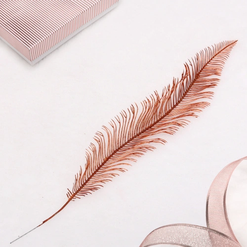 Ветка декоративная "Волшебное перо" 53 см, Янтарь