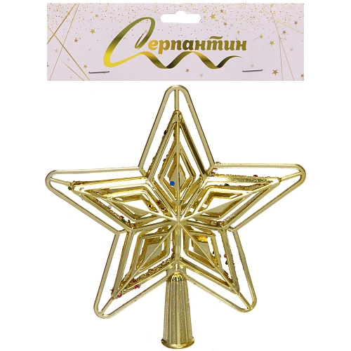Звезда на ёлку Ажурный вечер 15 см, Золото_7