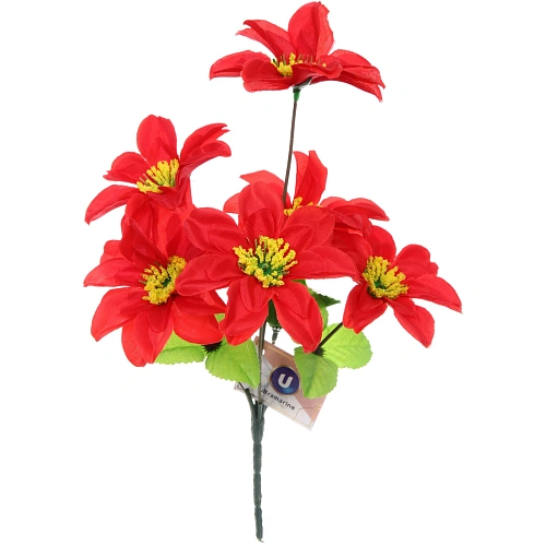 Цветы искусственные 30см Цветочная фантазия 6 цветков красный_3