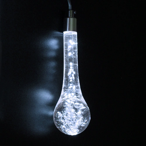 Гирлянда для улицы БАХРОМА Ледяная капля ш3,5 в0,60,8 м (8 насадок h-18 см), прозр пров, постсвечение,IP-65, 220v, Белый_4