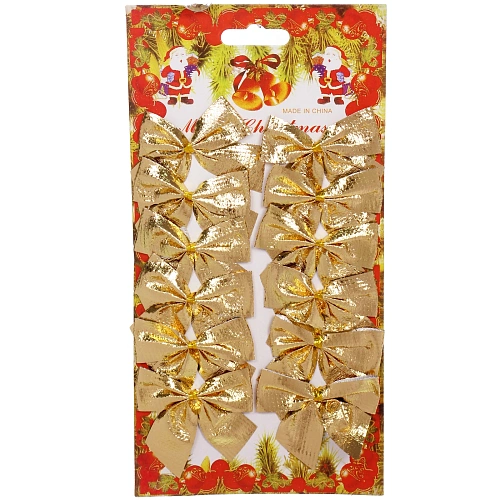 Бант на ёлку "Золотой  шик" 6 см (набор 12 шт)