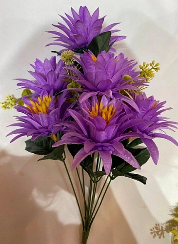 Искусственные цветы "Цветочная мелодия" Астры 50см 9 цветков сиреневые