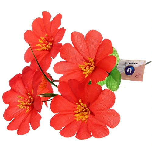 Цветы искусственные 30см "Цветочная фантазия" 5 цветков ярко-красные