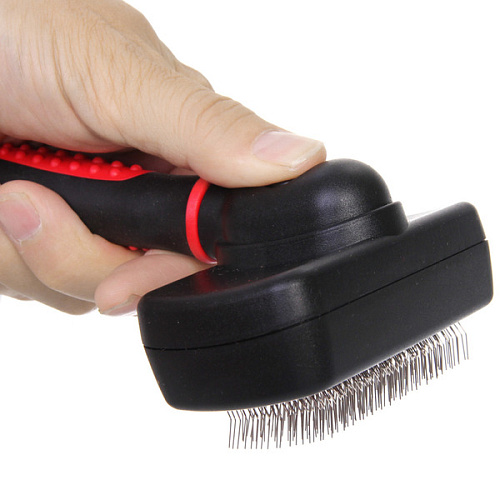 Расческа - пуходерка с кнопкой самоочистки ПРОФФ - МОЙ БРО, прорезиненная ручка, цвет серыйчерный, 1017,5см _7