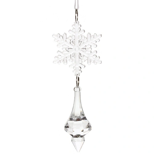 Подвеска Хрустальная снежинка 13 см, Прозрачный_3