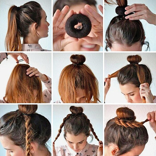 Заколка-валик для создания пучка d-8см, цвет черный (лейбл Стиль в деталях)_9