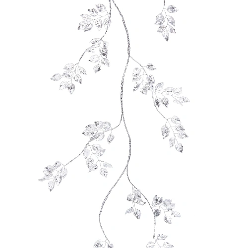 Ветка декоративная Сияющие листья 100 см, Серебро_3