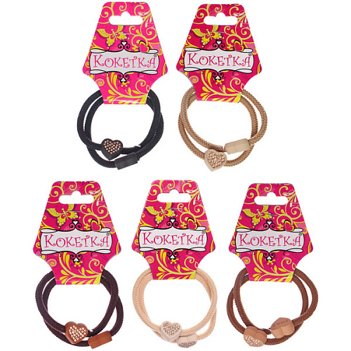 Резинки для волос 2шт "ФАНТЕЭГРО", кубик, цвет черный, молочный и коричневый, d-5.5см (Кокетка)