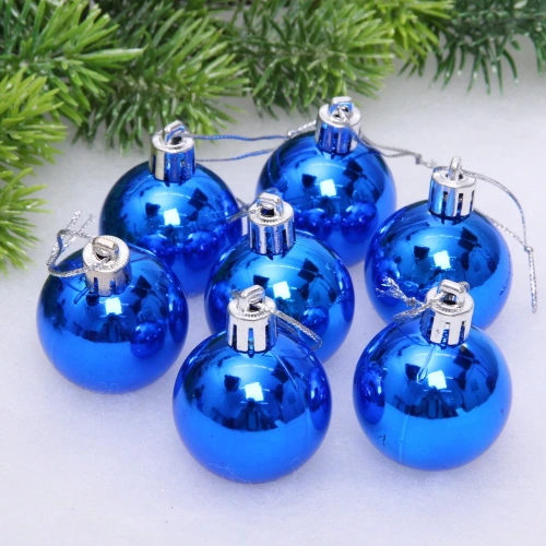 Новогодние шары 4 см (набор 24 шт) "Глянец", синий