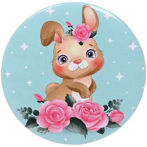 Зеркало косметическое круглое КОЛЛЕКЦИЯ МАРЦИПАН, зайчик, d-7,5см (пакет с подвесом)_3