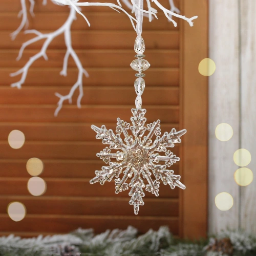 Подвеска "Ажурная снежинка" 16 см, Золото