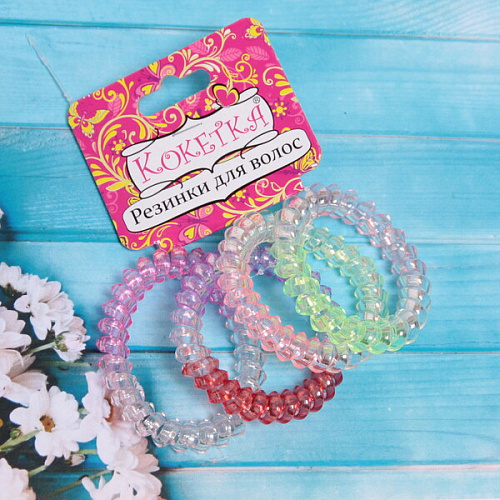 Резинки для волос силиконовые 4шт Кокетка - Талуна, цвет микс d-55см_11