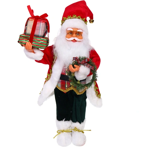 Дед Мороз - Лесовичок Рождественские подарки 45 см, Красный_3