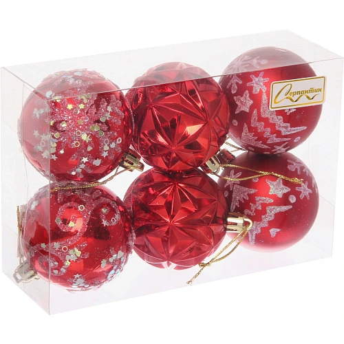 Набор шаров Вивальди 6 см (в наборе 6 шт), Красный_2