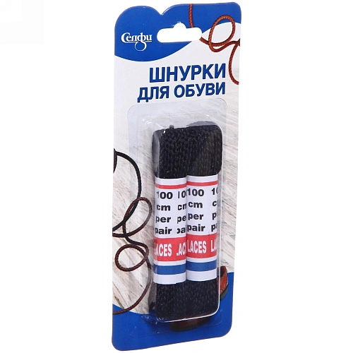 Шнурки для обуви Селфи, плоское сечение, цвет черный, 2 пары, 100см_5