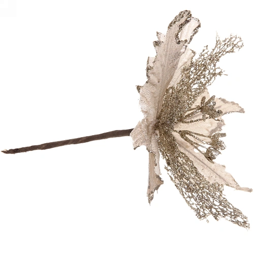 Украшение новогоднее Пуансеттия-Нежность 23 см, Шампань_5