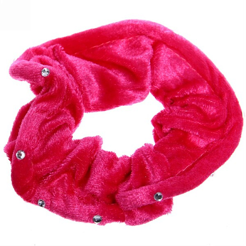 Резинка для волос 1шт Бархат - стразы, цвет черный, d-10см_2