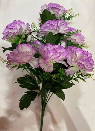 Искусственные цветы "Цветочная мелодия" Гвоздики 50см 10 цветков сиреневые