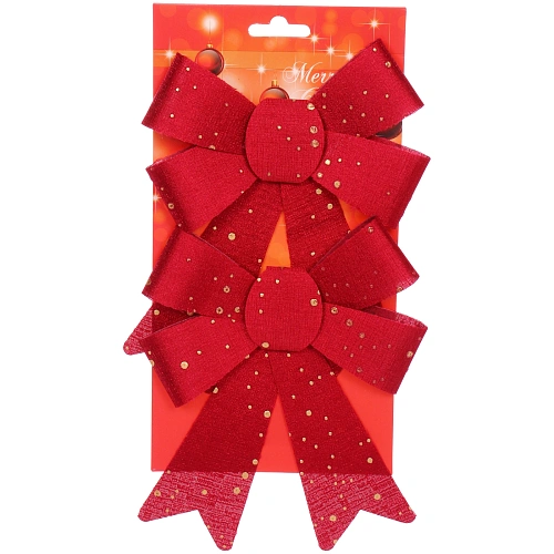 Бант на ёлку Искристый день 1317 см (набор 2 шт), Красный_3