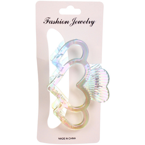 Заколка-краб для волос Мон Пион, сердечки, микс 6 цветов, 9,5см (Блистер)_7